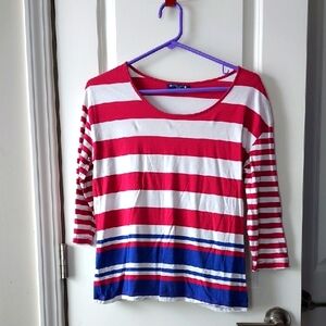 Architect Petites Red and White Long Sleeve Tee